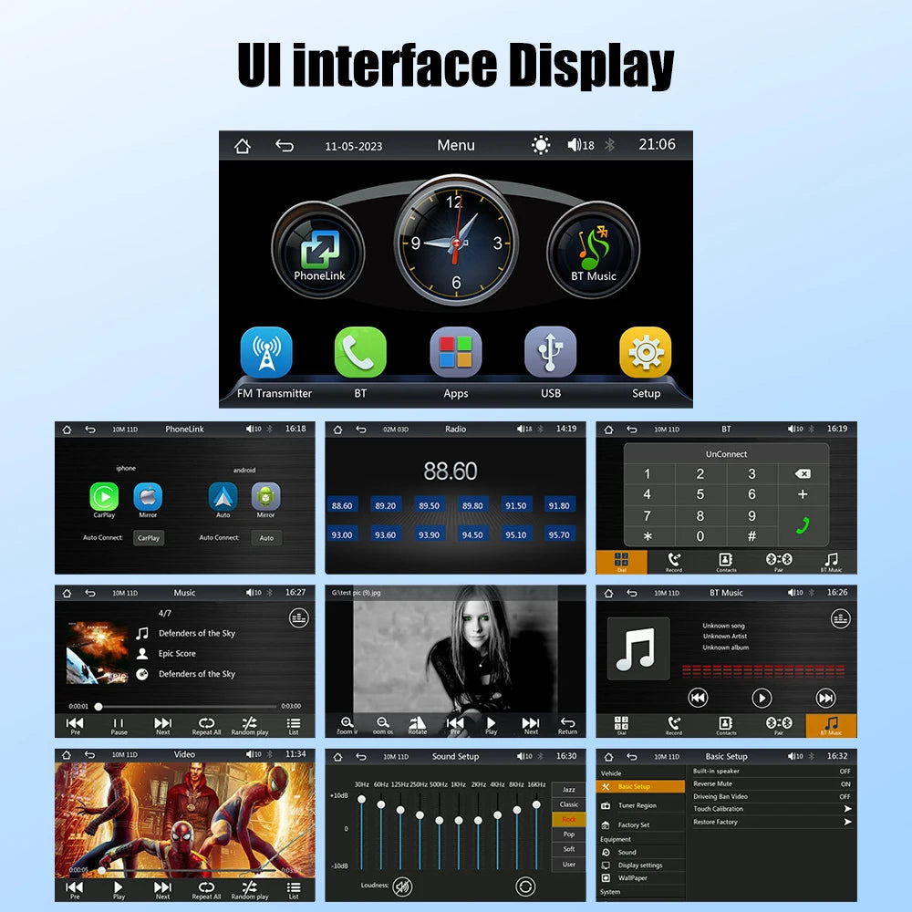 9 "portátil inalámbrico Carplay estéreo de coche Android Auto Radio de coche Bluetooth navegación GPS FM AUX reproductor Multimedia de coche
