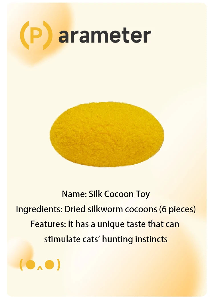 Los juguetes para gatos son naturales puros, sin teñir, sin decoloración, secado completo, con cocones de crisalis y gusano de seda para diversión de artefactos para gatos