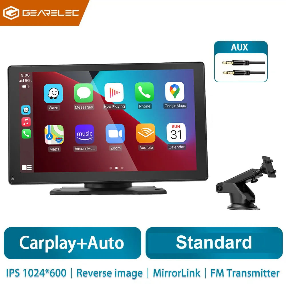 9 "portátil inalámbrico Carplay estéreo de coche Android Auto Radio de coche Bluetooth navegación GPS FM AUX reproductor Multimedia de coche