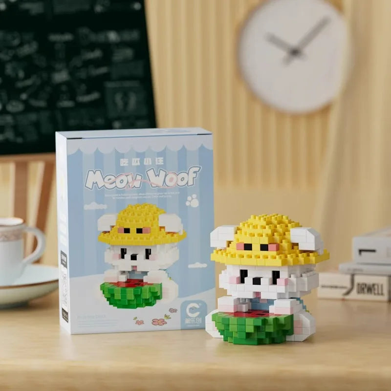 Fun Meowland Cartoon Cute Animal Dolls Puppies and Cats, Bloque de Construcción DIY
