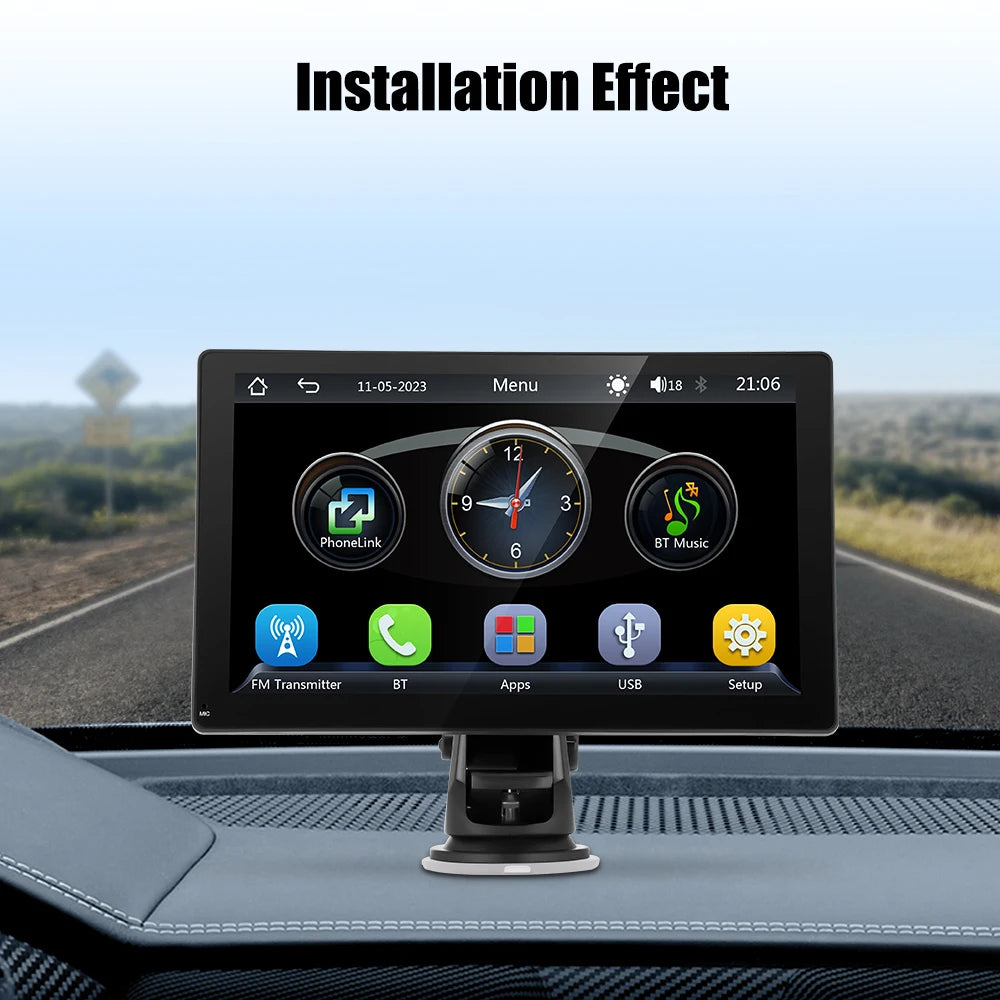 9 "portátil inalámbrico Carplay estéreo de coche Android Auto Radio de coche Bluetooth navegación GPS FM AUX reproductor Multimedia de coche