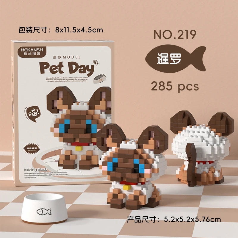 HUIQIBAO MINI Lindo juego de bloques de construcción en miniatura para perros y gato