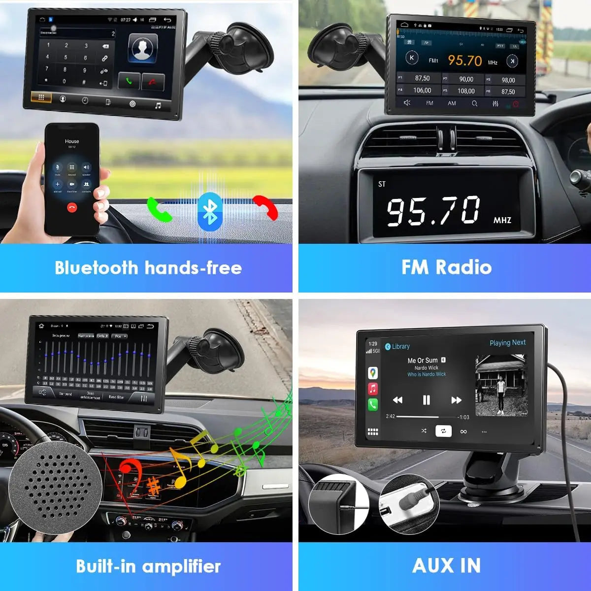 9 "portátil inalámbrico Carplay estéreo de coche Android Auto Radio de coche Bluetooth navegación GPS FM AUX reproductor Multimedia de coche