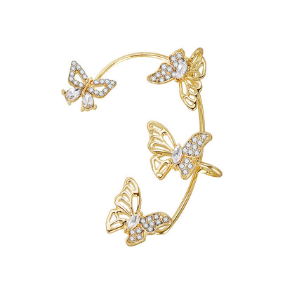 Elegantes pendientes de mariposa para mujer: ganchos sin perforar, detalles de piedras preciosas sintéticas