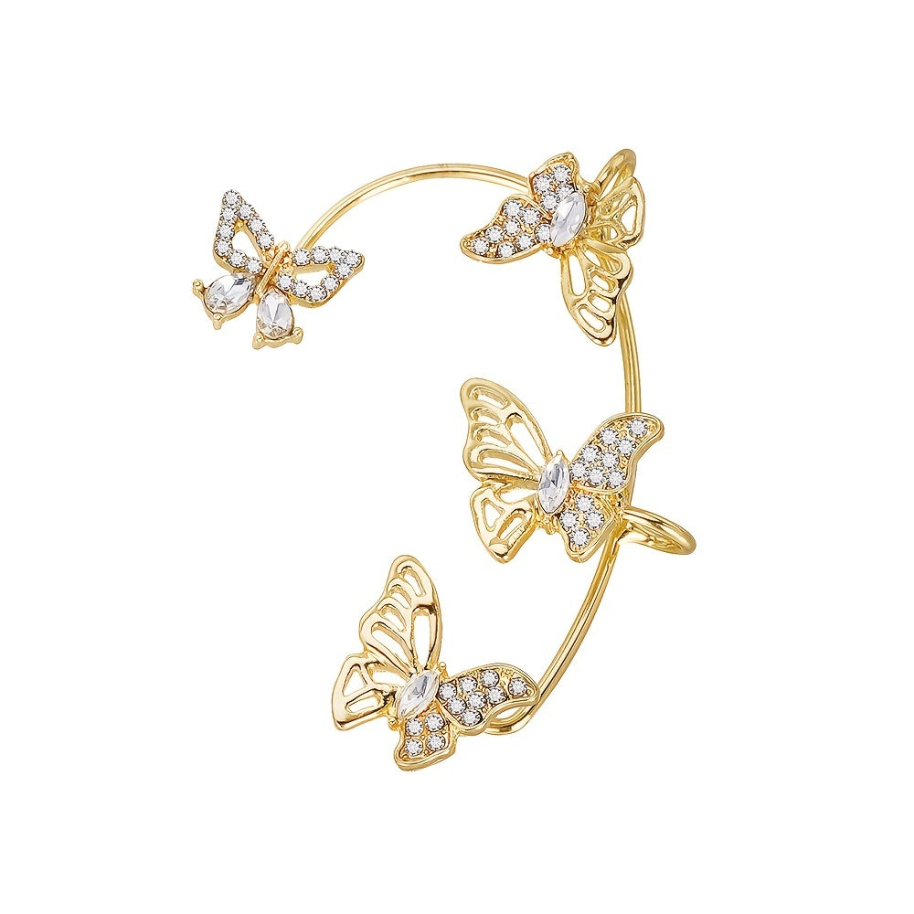 Elegantes pendientes de mariposa para mujer: ganchos sin perforar, detalles de piedras preciosas sintéticas