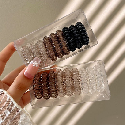 9 gomas para el pelo en espiral, antiarrugas, con cordón para mujer