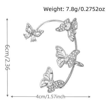 Elegantes pendientes de mariposa para mujer: ganchos sin perforar, detalles de piedras preciosas sintéticas