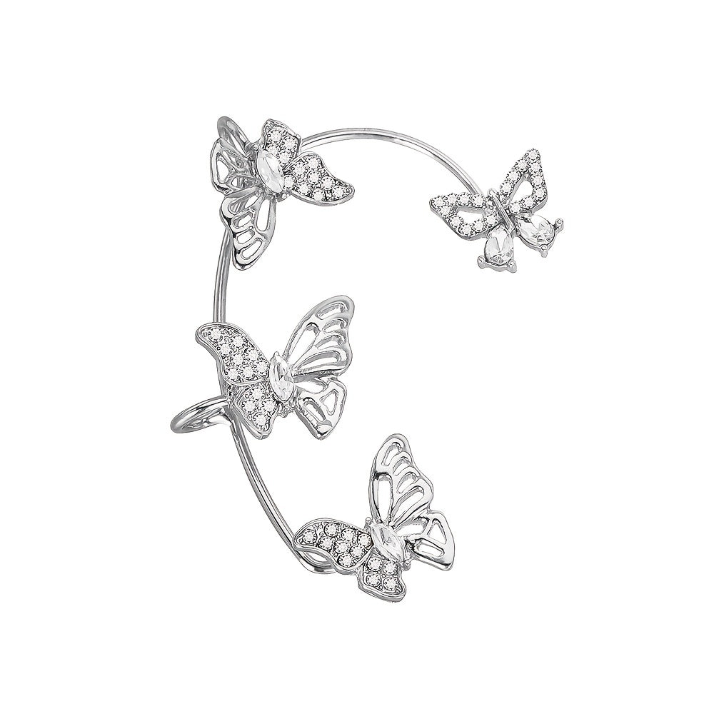 Elegantes pendientes de mariposa para mujer: ganchos sin perforar, detalles de piedras preciosas sintéticas