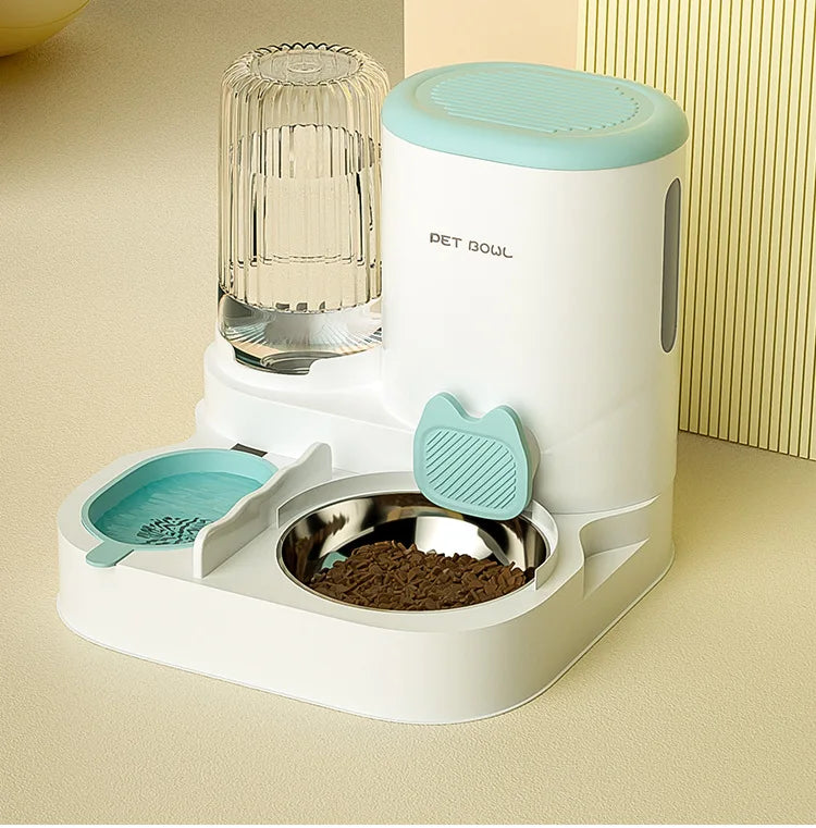 Cuenco para gatos con dispensador de agua integrado, comedero automático para mascotas y fuente de agua para perros y gatos