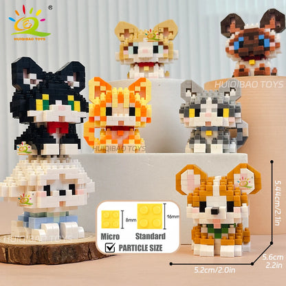 HUIQIBAO MINI Lindo juego de bloques de construcción en miniatura para perros y gato