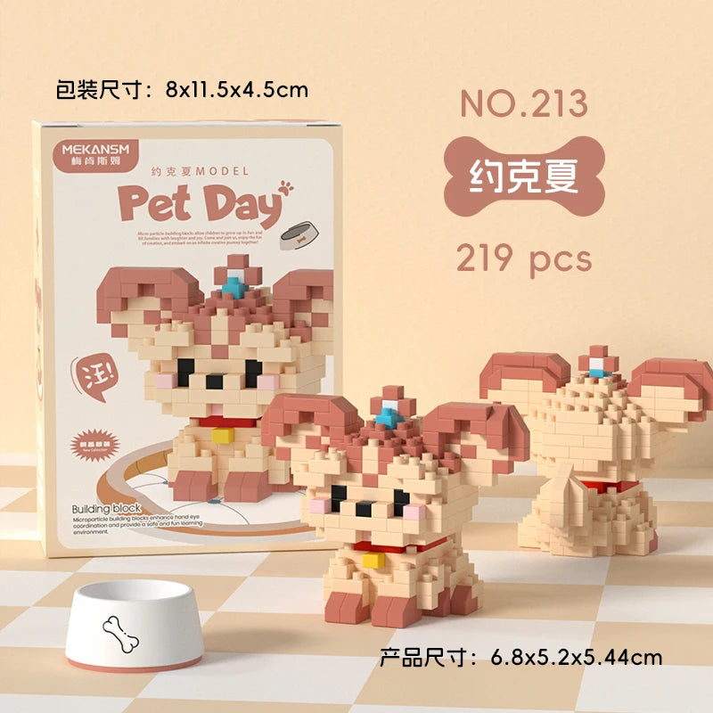 HUIQIBAO MINI Lindo juego de bloques de construcción en miniatura para perros y gato