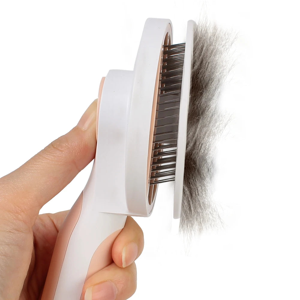 Limpiador de pelo para gatos, accesorios para mascotas, productos de limpieza y belleza, cepillo autolimpiante, peine para mascotas de plástico