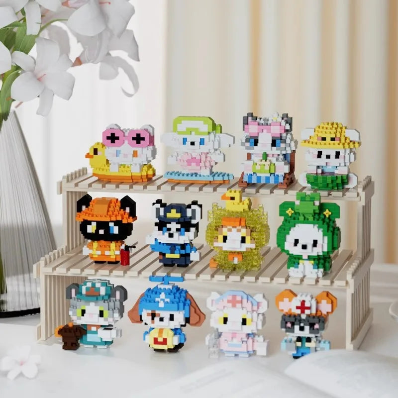 Fun Meowland Cartoon Cute Animal Dolls Puppies and Cats, Bloque de Construcción DIY