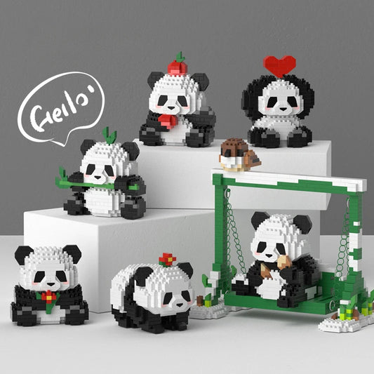 Bloques de construcción de pandas adorables, DIY, regalo de Navidad