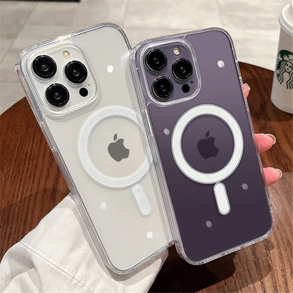 Para iPhone 15 Pro Max funda de teléfono con marco transparente magnético Magsafe de lujo para iPhone 11 12 13 14Plus 16E 17Air funda protectora