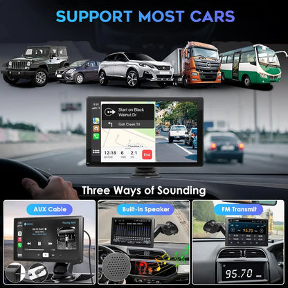 9 "portátil inalámbrico Carplay estéreo de coche Android Auto Radio de coche Bluetooth navegación GPS FM AUX reproductor Multimedia de coche