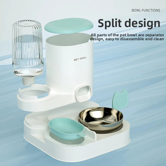 Cuenco para gatos con dispensador de agua integrado, comedero automático para mascotas y fuente de agua para perros y gatos