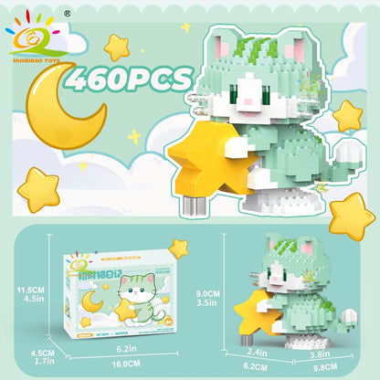 HUIQIBAO Cute Fortune Cat Micro Model Bloque de Construcción Educativo DIY para Niños y Decoración