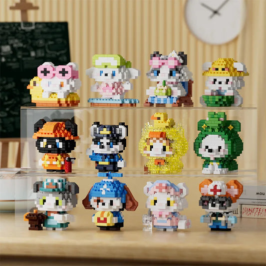 Fun Meowland Cartoon Cute Animal Dolls Puppies and Cats, Bloque de Construcción DIY