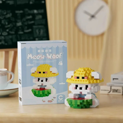 Fun Meowland Cartoon Cute Animal Dolls Puppies and Cats, Bloque de Construcción DIY