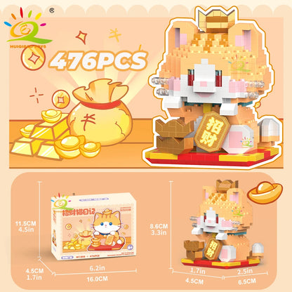 HUIQIBAO Cute Fortune Cat Micro Model Bloque de Construcción Educativo DIY para Niños y Decoración