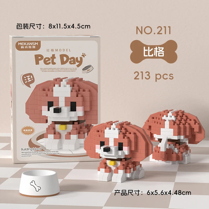 HUIQIBAO MINI Lindo juego de bloques de construcción en miniatura para perros y gato
