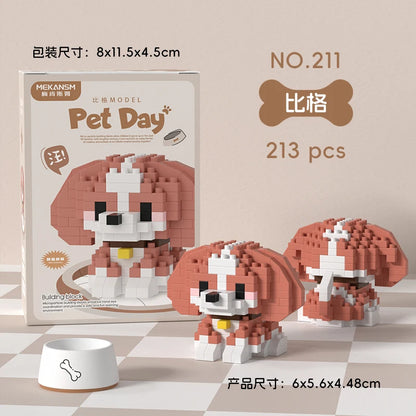 HUIQIBAO MINI Lindo juego de bloques de construcción en miniatura para perros y gato