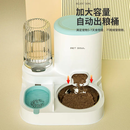 Cuenco para gatos con dispensador de agua integrado, comedero automático para mascotas y fuente de agua para perros y gatos