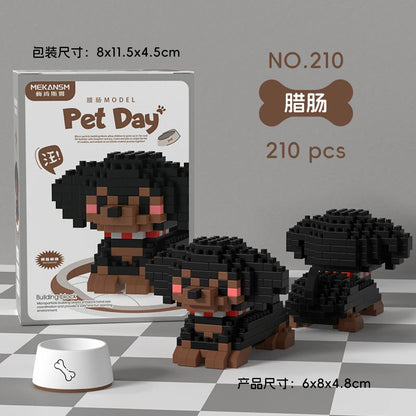 HUIQIBAO MINI Lindo juego de bloques de construcción en miniatura para perros y gato