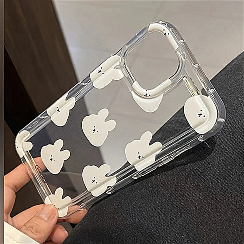Funda de teléfono transparente suave con gráfico de gato de dibujos animados para iPhone 11 13 12 14 15 16 Pro Max XR X 7 8 Plus SE 2 3 cubierta de Airbag a prueba de golpes
