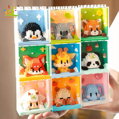 HUIQIBAO Cute animal Micro Model, Bloques de construcción DIY educativos