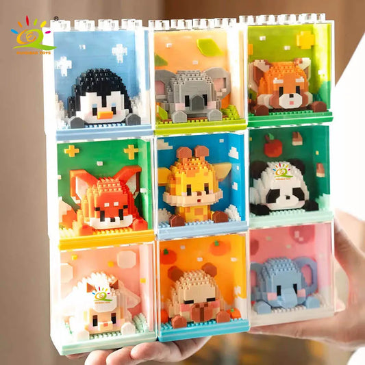 HUIQIBAO Cute animal Micro Model, Bloques de construcción DIY educativos