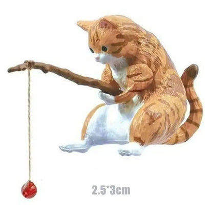 Adornos de gato de pesca, paisajismo de peces, decoración de acuario, Mini estatua de gato, accesorios de pescado, suministros para el hogar, decoración