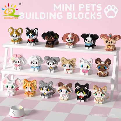 HUIQIBAO MINI Lindo juego de bloques de construcción en miniatura para perros y gato