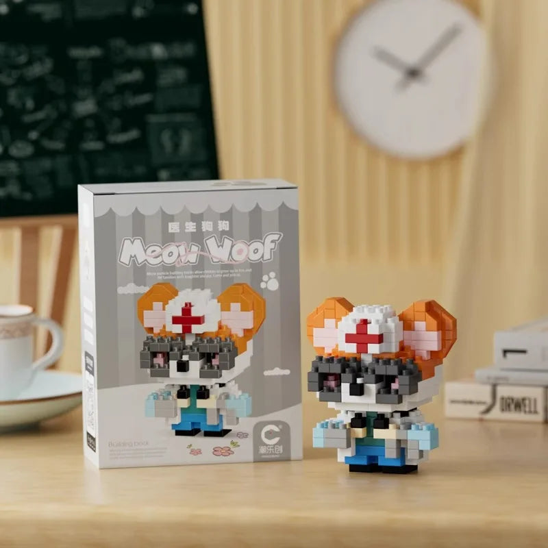 Fun Meowland Cartoon Cute Animal Dolls Puppies and Cats, Bloque de Construcción DIY