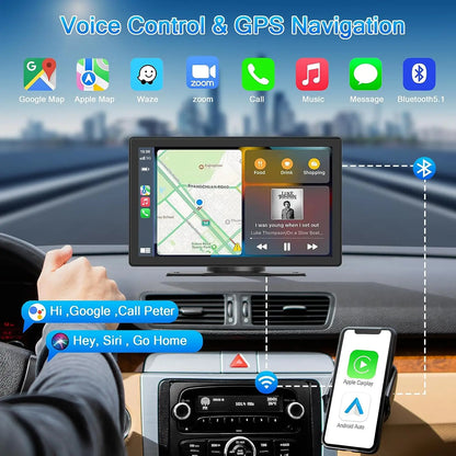 9 "portátil inalámbrico Carplay estéreo de coche Android Auto Radio de coche Bluetooth navegación GPS FM AUX reproductor Multimedia de coche