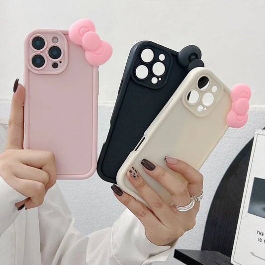 Bonita funda de teléfono suave de silicona con lazo 3D para Xiaomi Redmi 14C 13C 12C Redmi Note 13 12 Pro Plus 5G 12S 12 11S 11 10S 10 Soft Cove