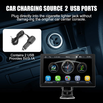 9 "portátil inalámbrico Carplay estéreo de coche Android Auto Radio de coche Bluetooth navegación GPS FM AUX reproductor Multimedia de coche
