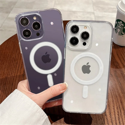 Para iPhone 15 Pro Max funda de teléfono con marco transparente magnético Magsafe de lujo para iPhone 11 12 13 14Plus 16E 17Air funda protectora