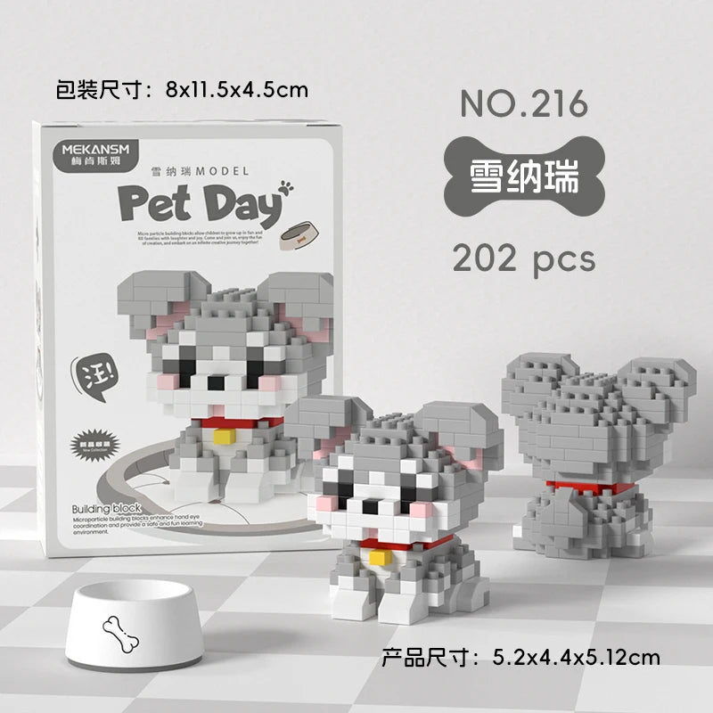 HUIQIBAO MINI Lindo juego de bloques de construcción en miniatura para perros y gato