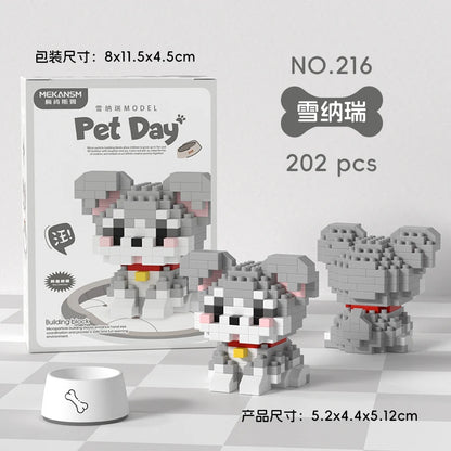 HUIQIBAO MINI Lindo juego de bloques de construcción en miniatura para perros y gato