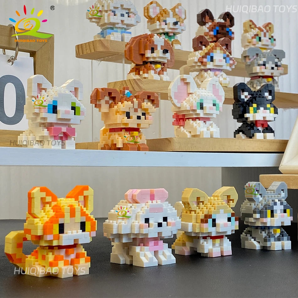 HUIQIBAO MINI Lindo juego de bloques de construcción en miniatura para perros y gato