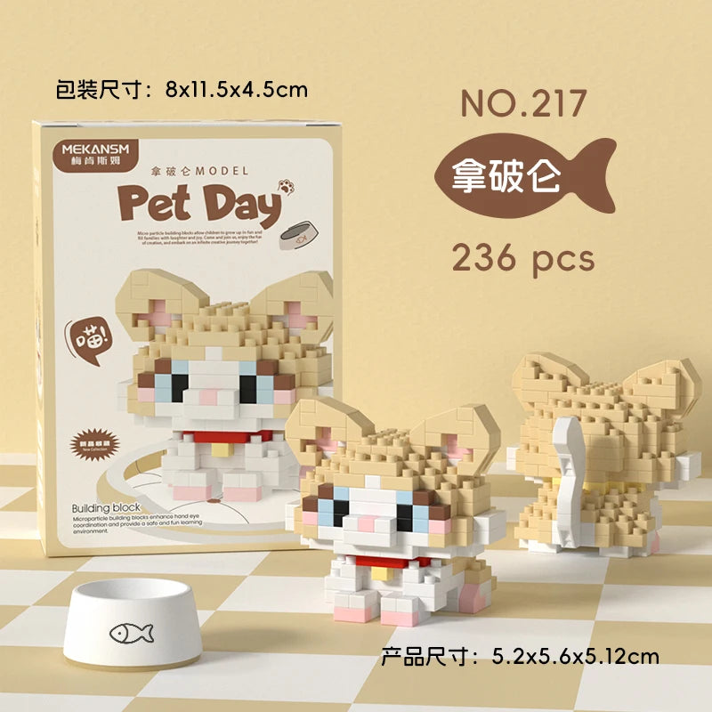 HUIQIBAO MINI Lindo juego de bloques de construcción en miniatura para perros y gato