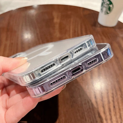 Para iPhone 15 Pro Max funda de teléfono con marco transparente magnético Magsafe de lujo para iPhone 11 12 13 14Plus 16E 17Air funda protectora