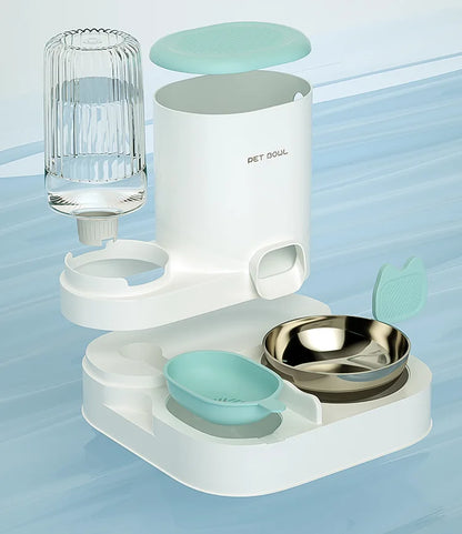 Cuenco para gatos con dispensador de agua integrado, comedero automático para mascotas y fuente de agua para perros y gatos