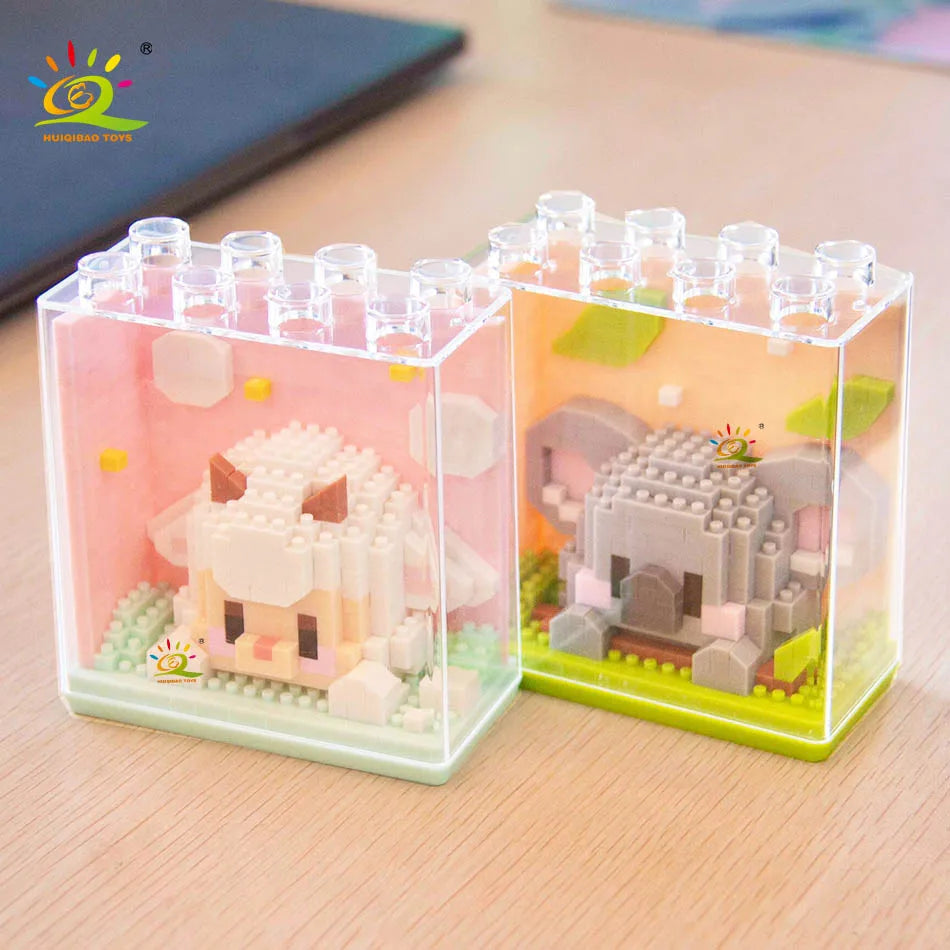 HUIQIBAO Cute animal Micro Model, Bloques de construcción DIY educativos