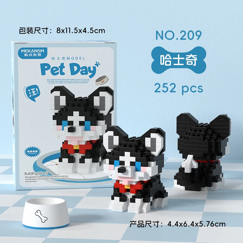 HUIQIBAO MINI Lindo juego de bloques de construcción en miniatura para perros y gato