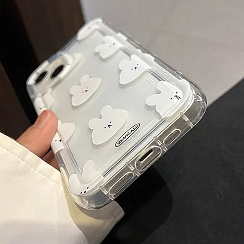 Funda de teléfono transparente suave con gráfico de gato de dibujos animados para iPhone 11 13 12 14 15 16 Pro Max XR X 7 8 Plus SE 2 3 cubierta de Airbag a prueba de golpes