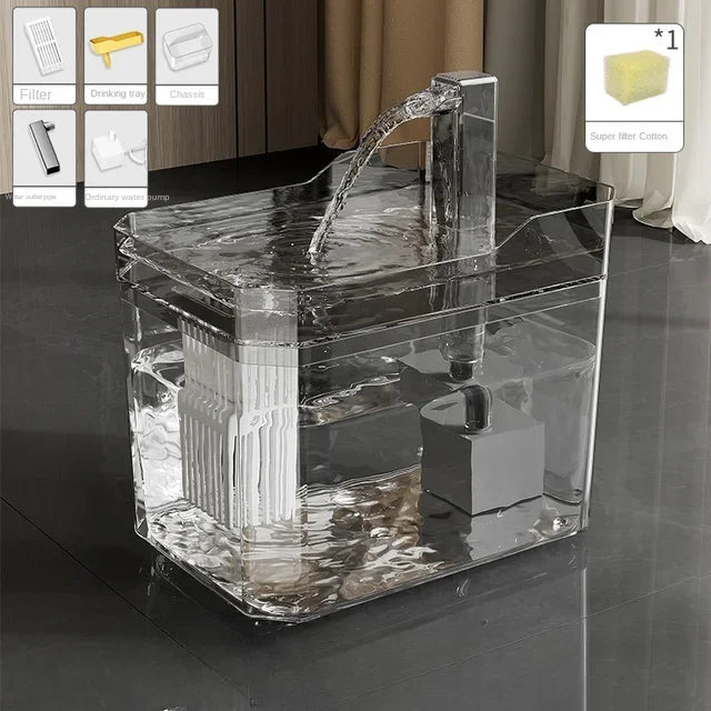 Fuente de agua para gatos, filtro automático, bebedero transparente para gatos, USB, antiseco, filtrado recircular, dispensador de agua con bomba