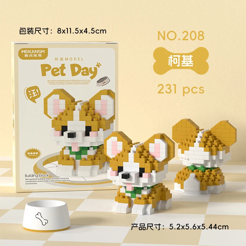 HUIQIBAO MINI Lindo juego de bloques de construcción en miniatura para perros y gato